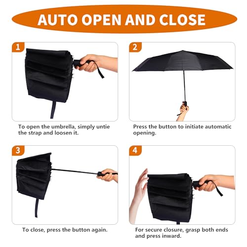 2 Pack 46 Inch Umbrellas ((2 pack)black+blue)