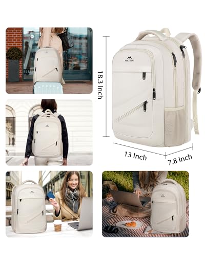 Beige Laptop Backpack for Women (Beige / 17 Inch)