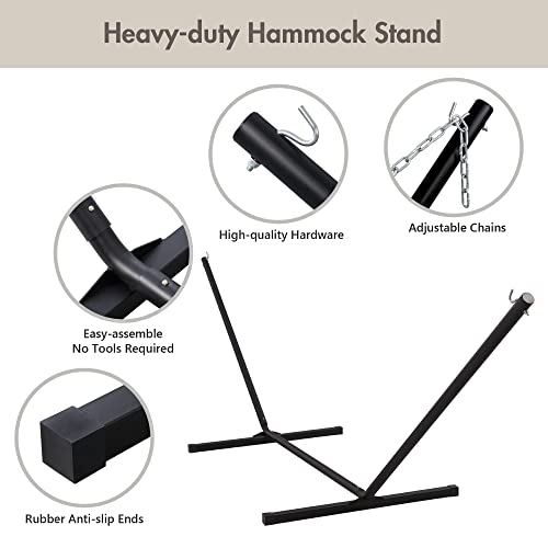 Outdoor Hammock Heavy Duty Hammock with 12 Feet Steel Stand (2 Person With Stand / Cream)
