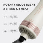 4-in-1 Travel Dual Voltage Hair Dryer Brush 110-240V Blow Dryer Brush (50mm Oval / White & Rose Gold)