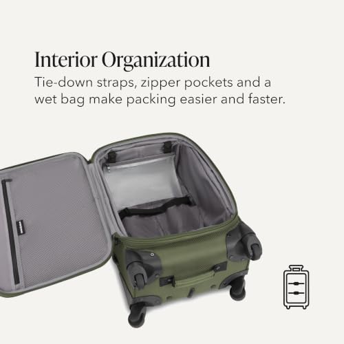 Sion Softside Expandable Spinner Luggage Durable Lightweight Travel Suitcase (2-Piece Set (Carry-On/Backpack) / Evergreen)