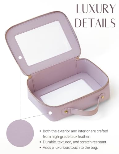Clear Large Makeup Bag Mahjong Tile Bag with Zipper & Handle Purple (Purple / Large Luxe)