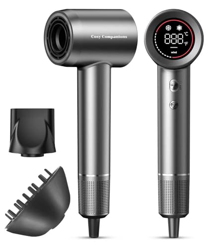 Hair Dryer Negative Ionic Blow Dryer with 150000 RPM High Speed Brushless Motor for Fast Drying (Dark Gray)