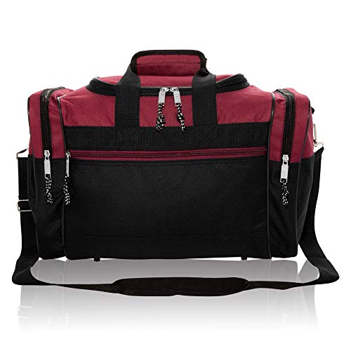 17" Blank Duffle Bag Duffel Bag Travel Size Sports Durable Gym Bag (Maroon)