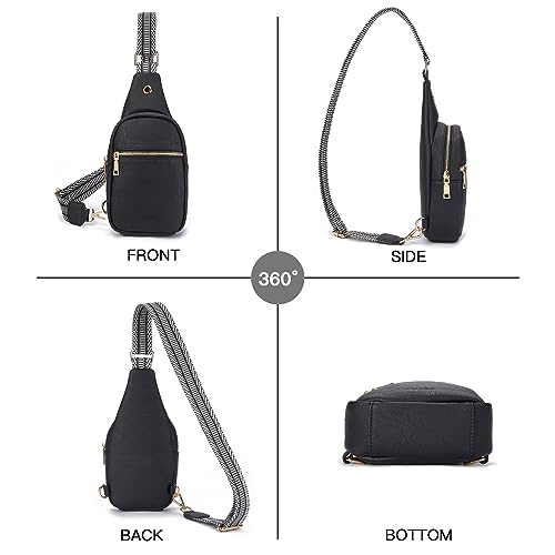 Sling Bag for Women Vegan Leather Small Fanny Pack Crossbody Bags Chest Bag for Women Black (2-black)