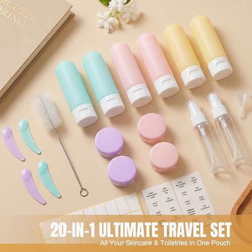 20 Pack Travel Bottles Set for Toiletries (multi-color B)