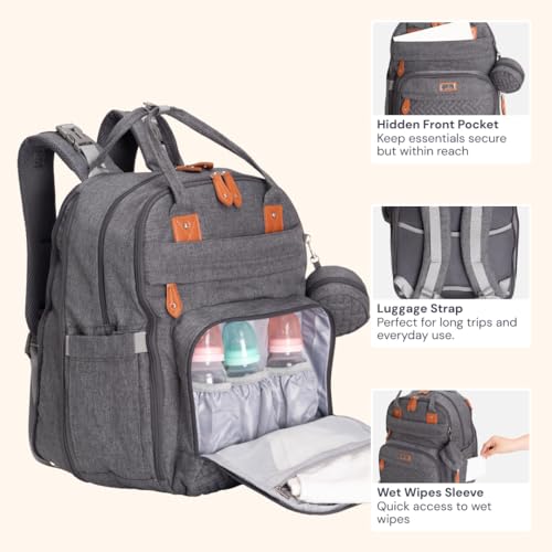 Extra Large Diaper Bag Backpack (Dark Gray)