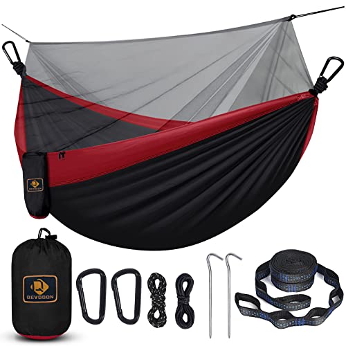 Camping Hammock with Net (Black & Red / X-Large)
