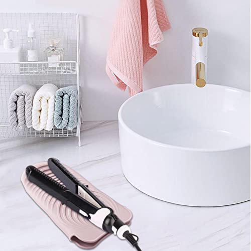 Heat Insulating Silicone Mat Pouch for Hair Styling Tools (Pink)