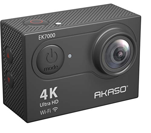 EK7000 4K30FPS 20MP WiFi Action Camera with EIS Ultra HD 131FT Waterproof Underwater Camera Remote Control 4X Zoom Support External Microphone Black (Black)