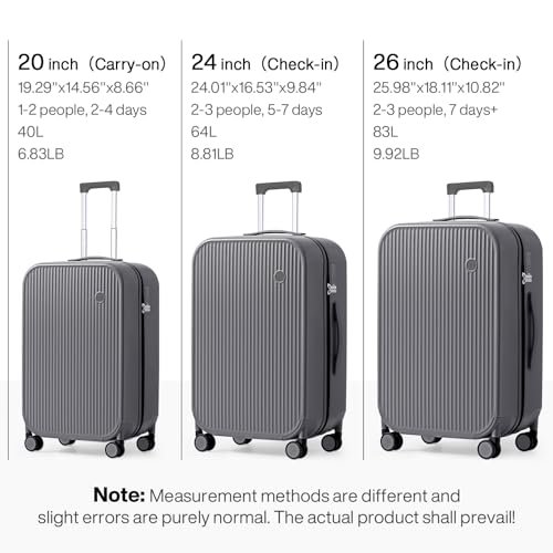 26 Inch Large Checked Luggage PC Hardshell Suitcases with Wheels for Travel Woman Men (Rock Gray TSA2 / 26-inch)