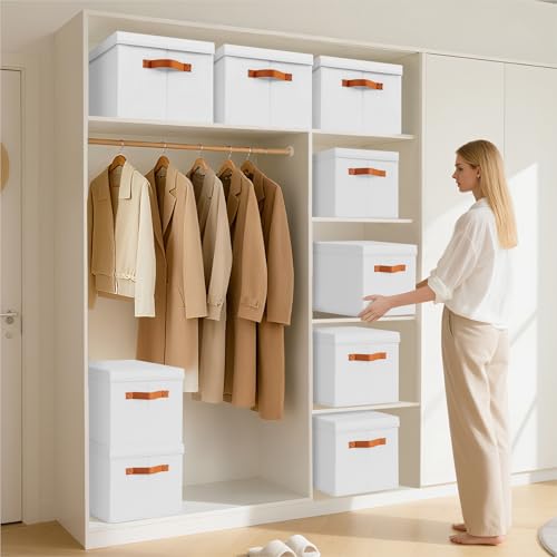 Storage Bins with Lids (White / L(4-Pack))