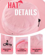 Womens Sun Hat Lightweight Mesh Bucket Hat UPF50+ Wide Brim Sun Protection Caps Pink (One Size / Pink)
