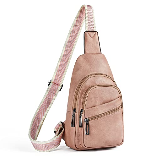 Sling Bag Crossbody Bags for Women Small Cross Body Bag Fanny Packs Chest Sling Purse for Daily Travel Leisure Sport (7-3 Pink)