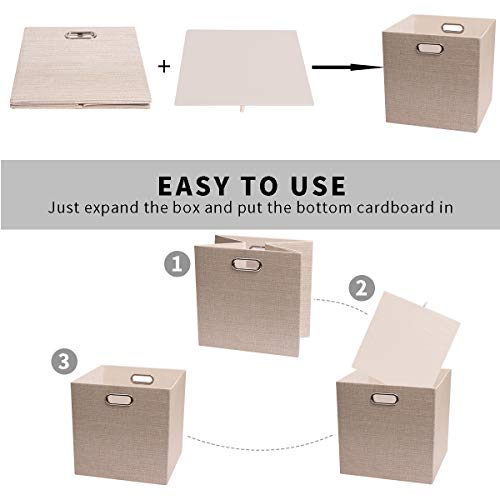 Storage Cube Basket Bins (13×13×13/4pcs / Beige)