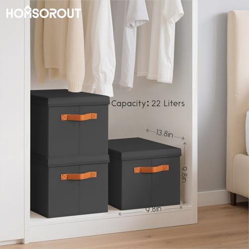 Storage Bins with Lids (Black / L(8-Pack))