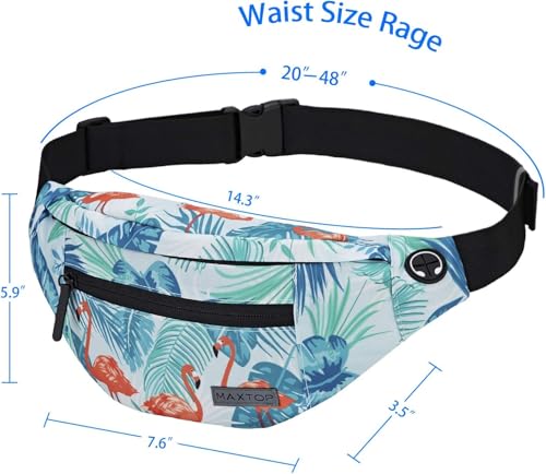 Large Fanny Pack Belt Bag with Adjustable Straps Waist Pack for Men Women (Flamingo Green / Large)