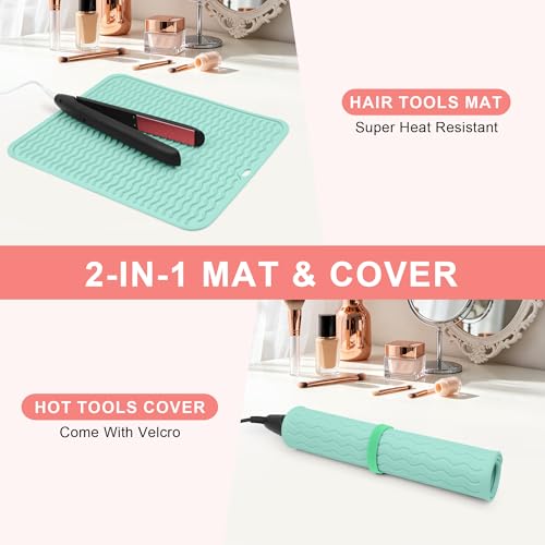 Oversize Silicone Heat Resistant Mat for Hair Tools (Green)