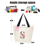 Tote Bag, A-Z Initial Monogrammed Waterproof Tote Bag, Bridesmaid Gifts for Women, Black and Pink (W, Beige) (Beige)