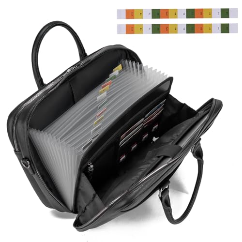 Accordian File Organizer with Handle (Black)