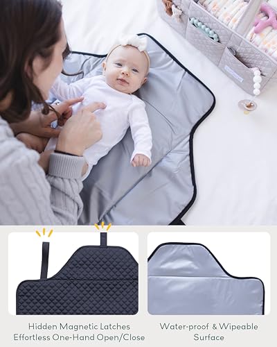 Baby Changing Pad Portable (Black Twill / Large)