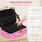 Makeup Case Large Makeup Bag Professional Train Case Travel Cosmetic Organizer Brush Holder Waterproof Makeup Artist Storage Box (Large / Rose Pink)