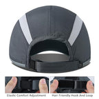 Sport Hat 50+ UPF Inhibit UV Lightweight Baseball Cap Quick Drying Reflective Foldable Cap Water Repellency with Mesh Race Suitable for Men Woman Running Outdoor Activity Cap Dark Gray (6 7/8-7 1/2 / Dark Grey)