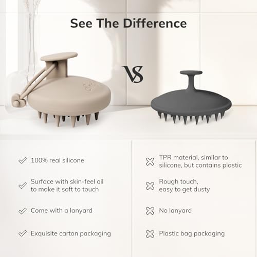 Silicone Scalp Massager Shampoo Brush (Khaki)