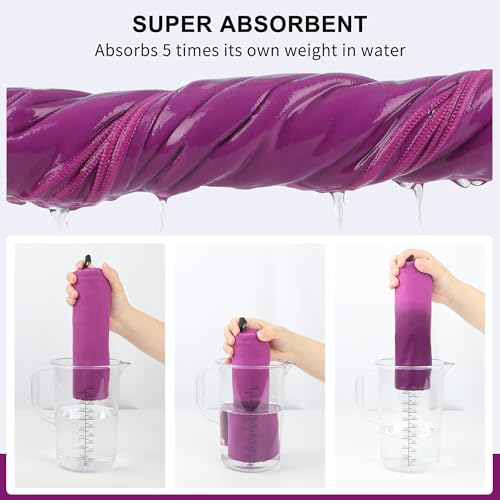 Microfiber Towel Quick Dry Camping & Travel & Gym Towel. Compact (Purple / 24.00" x 12.00")