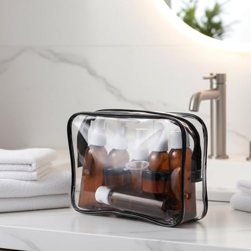 Travel Bottles for Toiletries 14 PCS TSA Approved Toiletry Bottles (J-Brown-14pcs)