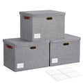 17" Large Fabric Storage Box with Lids (Gray / Large-17")