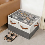 Shoe Organizer for Closet 2 Pack (White&Gray-2Pack / Large(20.87''L x 16.54''W x 13.5''H))