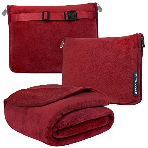 Travel Blanket Pillow (Wine / 60 x 43 inches)