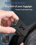 Universal Travel Adapter Fast Charge International Power Plug Adapter 4 USB (Matte Black)