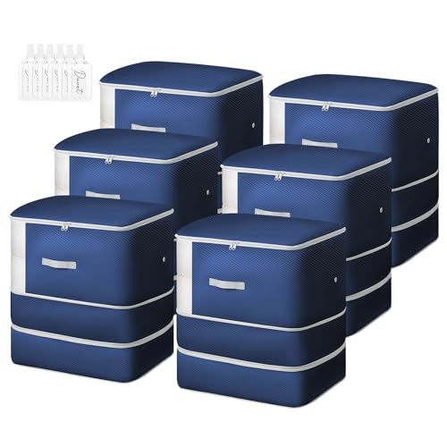 Comforter Storage Bag (Navy Blue / XL-6 Pack - 3-Layer)