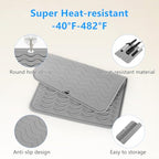 Heat Resistant Mat Oversize Curling Iron Mat Silicone Hot Hair Tools Mat for Hair Straightener (Gray)