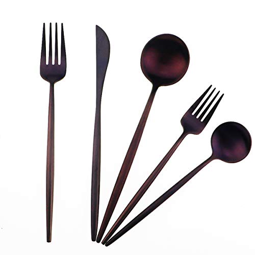 20-Piece 18/10 Stainless Steel Flatware Silverware, Luxury Dinnerware Set Travel Cutlery Tableware Include Knife Fork Spoon Service for 4,Healthy & Eco-Friendly Dishwasher Safe (Purple Matte) (Service for 4 / Purple)