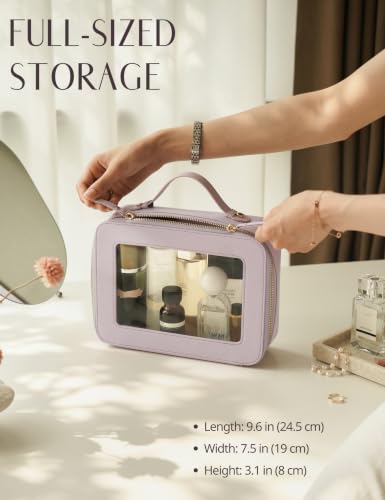 Clear Large Makeup Bag Mahjong Tile Bag with Zipper & Handle Purple (Purple / Large Luxe)