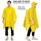 Reusable Rain Poncho for Adults (One Size / Yellow a)