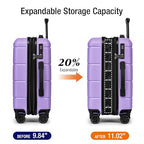 Carry On Luggage 22x14x9 Airline Approved with TSA Lock Hardshell Expandable 20 Inch Suitcase Carry On Suitcase with Wheels Small Travel Rolling Luggage with Cup Holder for Women Lt Purple (Lt Purple / Expandable Carry-On 20-Inch)