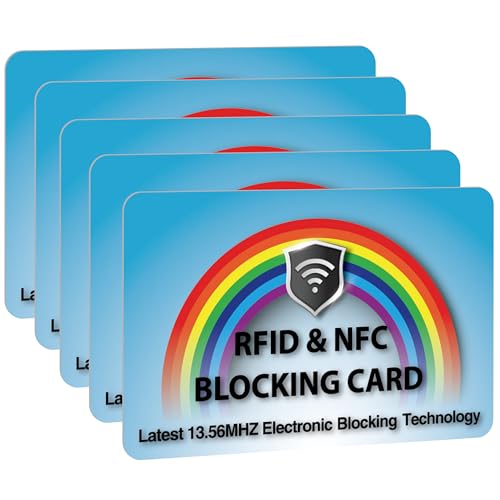 5 Pack RFID Blocking Card Protect Your Entire Wallet (Rainbow)
