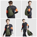 Sling Bag Men Backpack Unisex One Shoulder Bag Hiking Travel Backpack Crossbody with USB Port for Men Women Versatile Casual Daypack (Olive Green-20'')