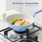 11Inch Nonstick Ceramic Frying Pan with Lid (Glacier Blue / 11 Inch)