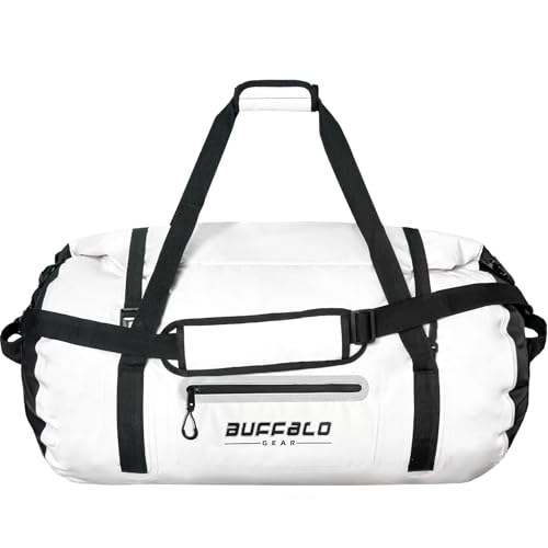 Waterproof Duffle Bag 80L Travel Duffel Dry Bag for Kayaking (White / 80L)
