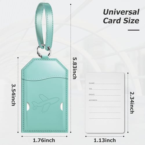 3 Pack Luggage Tags for Suitcases Bag Tag (Cyan Airplane)