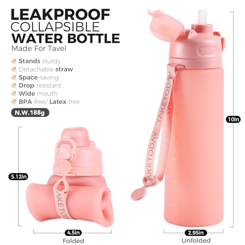 Collapsible Water Bottles with Straw for Travel (Cherry Breeze)