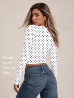 Womens Long Sleeve Shirts Basic Compression Tops White Dots S (Small / White Dots)