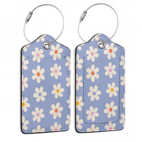 2 Pack Luggage Tag for Suitcase (Groovy Daisy Flowers)