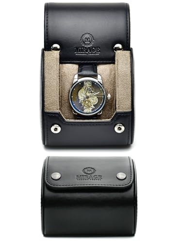 Watch Travel Case for Men Leather Watch Roll for Travel Organizer and Display 1 Watch Case Full