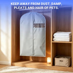 Garment Bag Lightweight Clear White PEVA Breathable Suit Bags with Study Full Zipper for Suit Clothes Storage Closet (Grey / 24''X43'')
